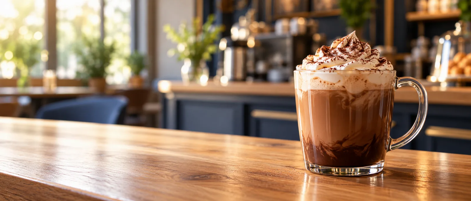 Mocha con crema y cacao